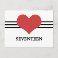 Mod Heart Tischnummer Postcard, Rot
