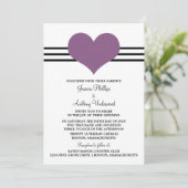 Mod Heart Wedding Invite, Lila Einladung (Stehend Vorderseite)