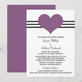 Mod Heart Wedding Invite, Lila Einladung (Vorne/Hinten)