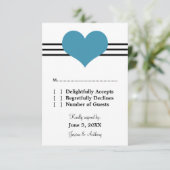 Mod Heart Wedding Response Card, blau RSVP Karte (Stehend Vorderseite)