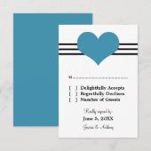 Mod Heart Wedding Response Card, blau RSVP Karte (Vorne/Hinten)