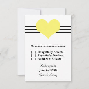 Mod Heart Wedding Response Card, gelb RSVP Karte