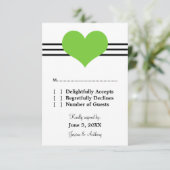Mod Heart Wedding Response Card, Green RSVP Karte (Stehend Vorderseite)
