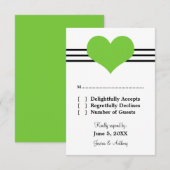 Mod Heart Wedding Response Card, Green RSVP Karte (Vorne/Hinten)