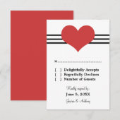 Mod Heart Wedding Response Card, Red RSVP Karte (Vorne/Hinten)