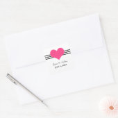 Mod Heart Wedding Stickers, rosa Quadratischer Aufkleber (Umschlag)
