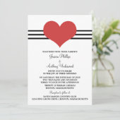 Mod Heart Wedite Invite, Red Einladung (Stehend Vorderseite)