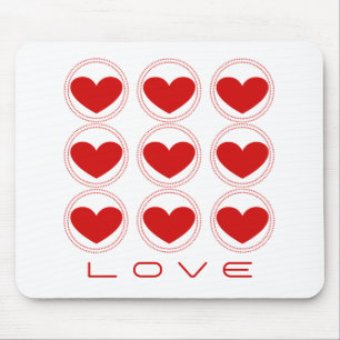 Mod Hearts Liebe Mousepad, rot Mousepad