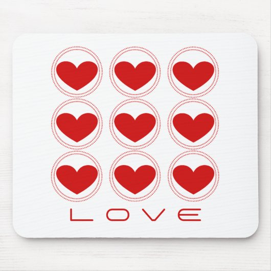 Mod Hearts Liebe Mousepad, rot Mousepad (Vorne)