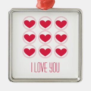 Mod Hearts Liebe Ornament, dunkelrosa Silbernes Ornament