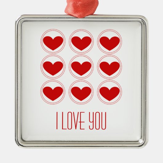 Mod Hearts Liebe Ornament, rot Silbernes Ornament (Vorne)