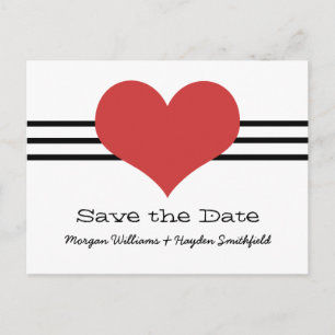 Mod Herz Save the Date Postkarte, rot Ankündigungspostkarte