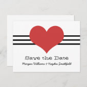 Mod Herz Save the Date Postkarte, rot Ankündigungspostkarte (Vorne/Hinten)