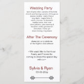 Mod Hochzeitsprogramm für Lippen und Schnurrbart Programm (Rückseite)