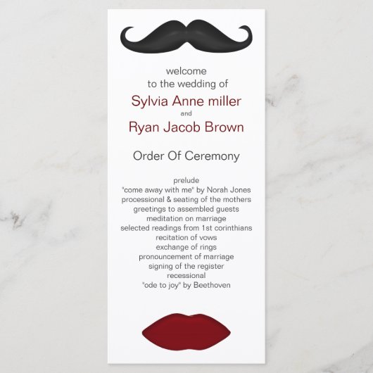 Mod Hochzeitsprogramm für Lippen und Schnurrbart Programm (Vorderseite)