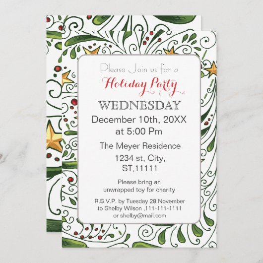 Mod Holiday Pattern, Feiertag Einladung (Vorne/Hinten)