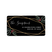 Mod Holly Gold Geometric Urlaubsadresse Adressaufkleber (Vorne)