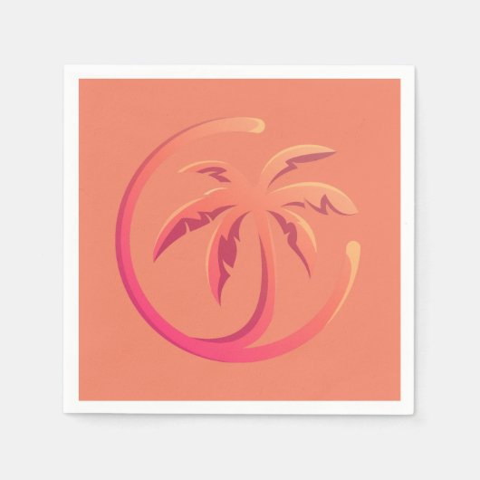 Mod Hot Pink Orange Palm Tree auf Korallen Serviette (Vorderseite)