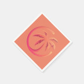 Mod Hot Pink Orange Palm Tree auf Korallen Serviette (Ecke)