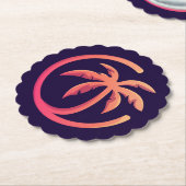 Mod Hot Pink Orange Palm Tree auf Scallop Untersetzer (angewinkelt)
