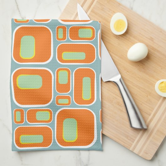 Mod-Hülse im Türkis und Orange und Weiß Geschirrtuch (Viertel Falte)