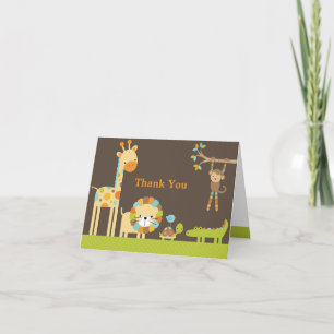 Mod Jungle Safari Baby Shower Note Card Dankeskarte