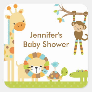 Mod Jungle Safari Baby Shower Stickers