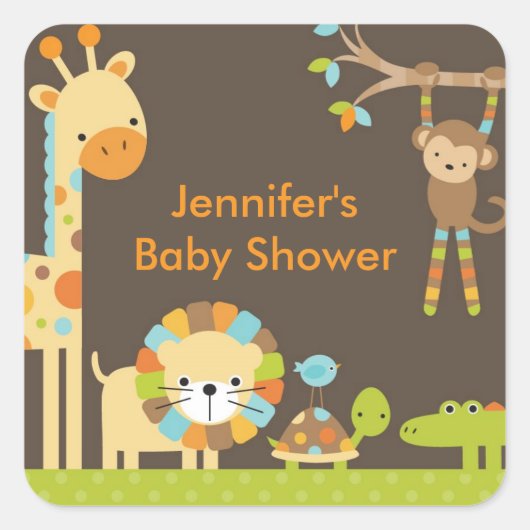 Mod Jungle Safari Baby Shower Stickers (Vorderseite)