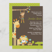 Mod Jungle Safari Kinderdusche Einladung (Vorne/Hinten)