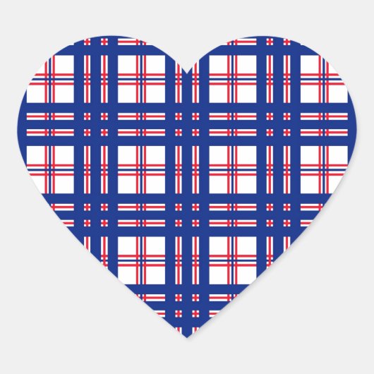 Mod Kariertes Muster Red White Blue Herz-Aufkleber (Vorderseite)