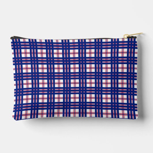 Mod Kariertes Muster Red White Blue Mod Zubehörtasche (Rückseite)