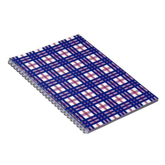 Mod Kariertes Muster Red White Blue Notizblock (Rechte Seite)