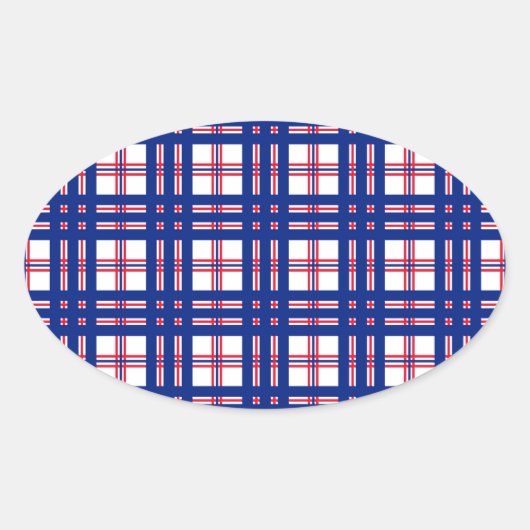 Mod Kariertes Muster Red White Blue Ovaler Aufkleber (Vorderseite)