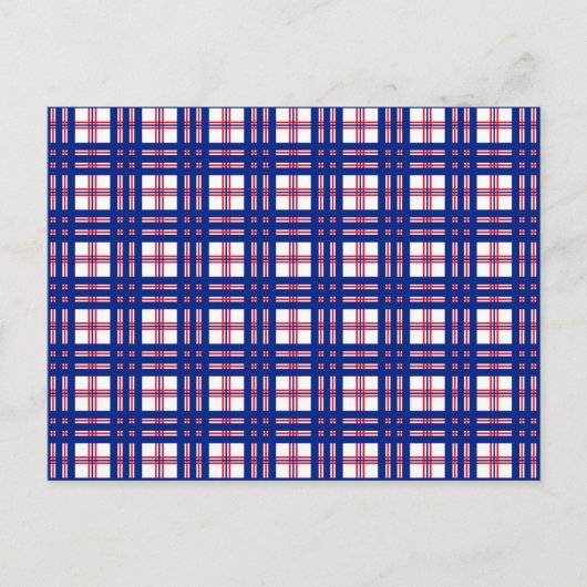 Mod Kariertes Muster Red White Blue Postkarte (Vorderseite)
