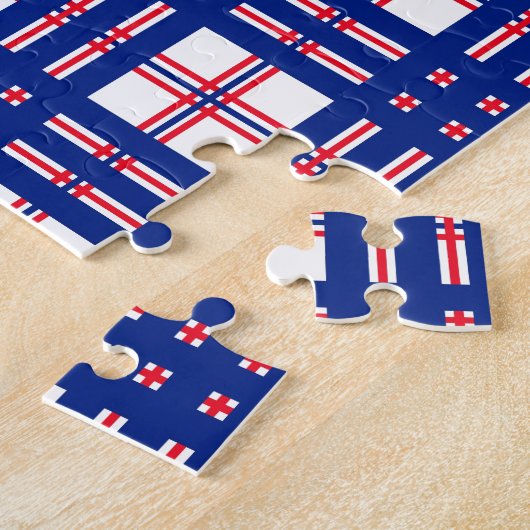 Mod Kariertes Muster Red White Blue Puzzle (Seite)