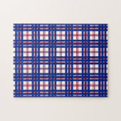 Mod Kariertes Muster Red White Blue Puzzle (Horizontal)