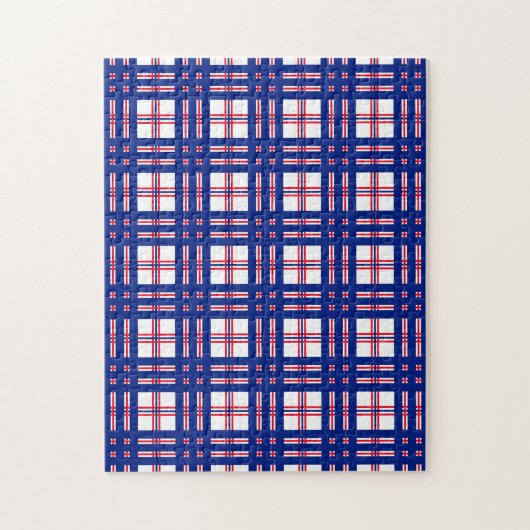 Mod Kariertes Muster Red White Blue Puzzle (Vertikal)