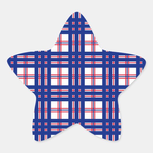 Mod Kariertes Muster Red White Blue Stern-Aufkleber (Vorderseite)