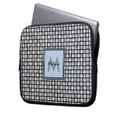 Mod Karo Muster Blau und Schwarze Quadrate Laptopschutzhülle (Vorderseite Links)