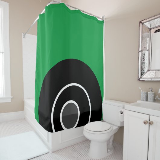 Mod Kelly Green Schwarz-weiß Concentric Art Design Duschvorhang (Beispiel)