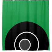 Mod Kelly Green Schwarz-weiß Concentric Art Design Duschvorhang (Vorderseite)