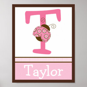 Mod Ladybug Letter & Name Wall Art Poster