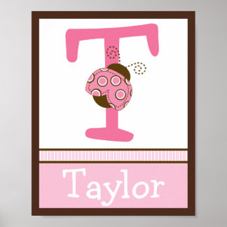 Mod Ladybug Letter & Name Wall Art Poster