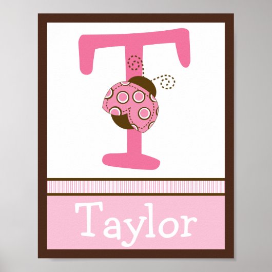 Mod Ladybug Letter & Name Wall Art Poster (Vorne)