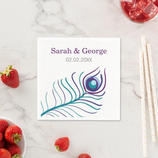 Mod lila, aquamarin-blaue Pfauenserviette Serviette (Beispiel)