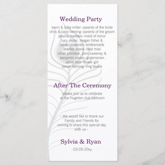 Mod lila, aquamarine Hochzeitsprogramme Programm (Rückseite)