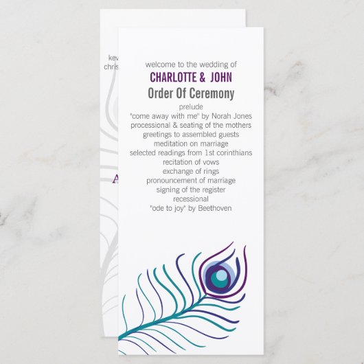 Mod lila, aquamarine Hochzeitsprogramme Programm (Vorne/Hinten)