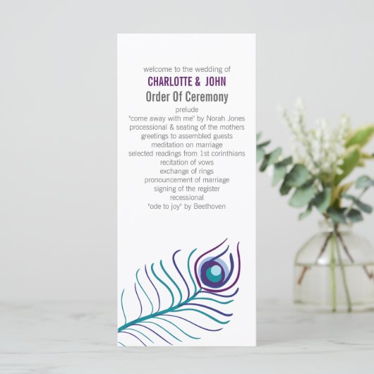 Mod lila, aquamarine Hochzeitsprogramme Programm (Stehend Vorderseite)