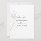 Mod lila, aquamarine Pfauenhochzeit Danke Einladung (Rückseite)