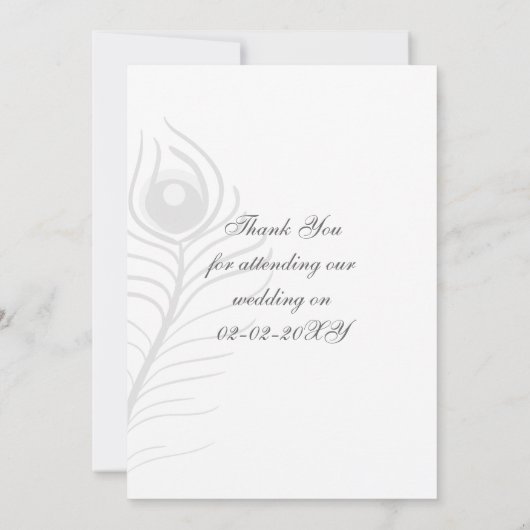 Mod lila, aquamarine Pfauenhochzeit Danke Einladung (Rückseite)